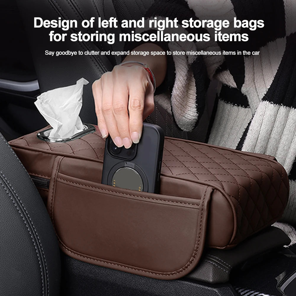 DriveEase™ Premium Car Armrest Pad with Tissue Box GETSPO