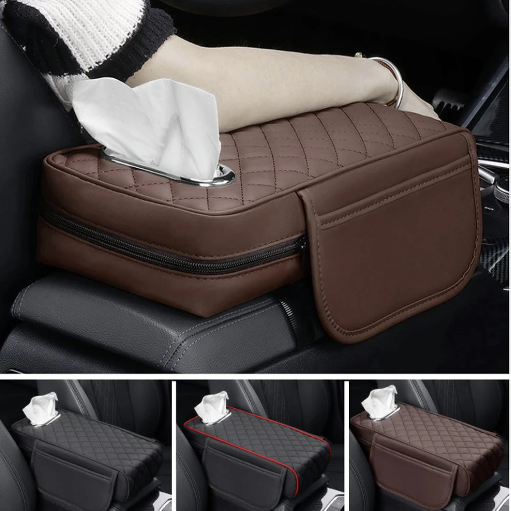 DriveEase™ Premium Car Armrest Pad with Tissue Box GETSPO